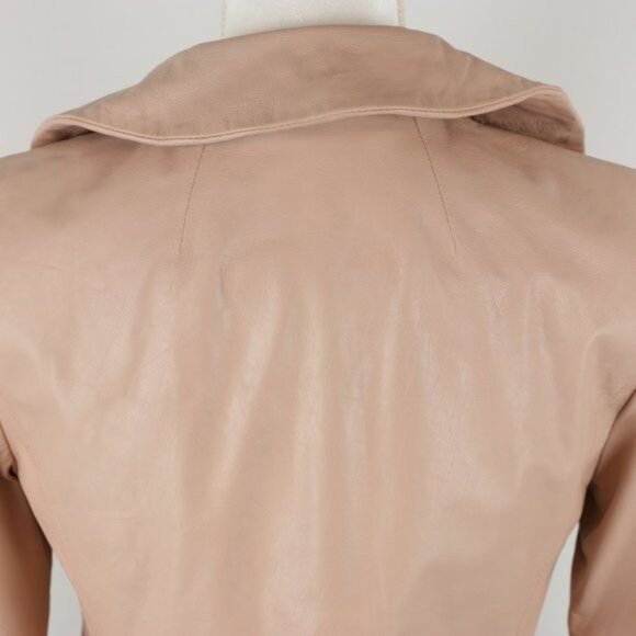 Milly Women's Small Champagne Pink Leather Waterfall Collar Full Zip Jacket - Picture 6 of 10